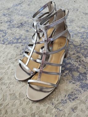 Lauren Ralph Lauren Metallic Silver Strappy Gladiator Heels 7.5